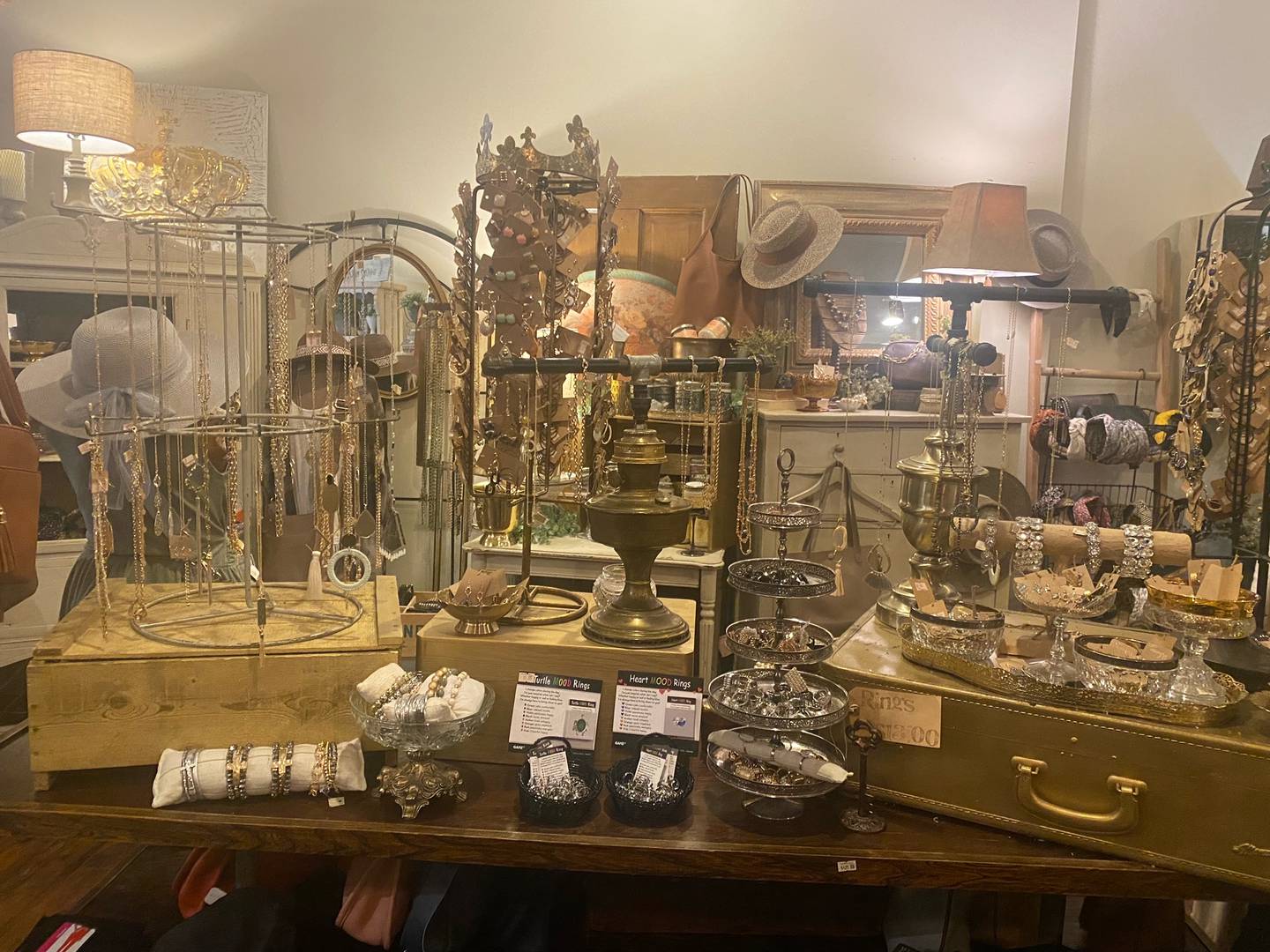 An array of the many unique accessories offered at Whimsy's in Morris.