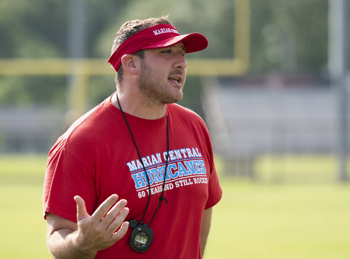 Marian Central head coach Liam Kirwan during a 7 on 7 football practice held on Thursday, July 21, 2022 at Crystal Lake Central High School. Ryan Rayburn for Shaw Local