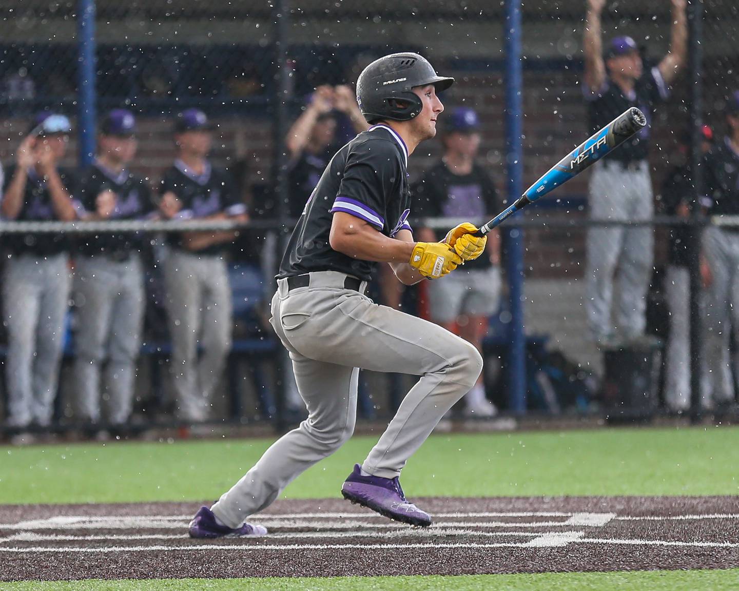 Downers Grove North's Joseph Chiarelli (4) drives in a couple of runs during Class 4A Romeoville Sectional semifinal between Oswego East at Downers Grove North.  May 31, 2023.