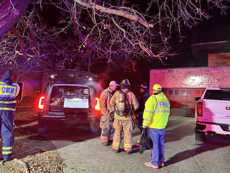 Crews respond to a fire Thursday, Dec. 5, 2024, at 210 N. Brinton Ave. in Dixon.