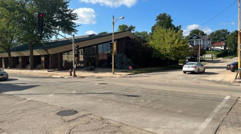 A vehicle crosses the intersection of North Genesee Street and U.S. 30 in Morrison on Tuesday, Aug. 15, 2023. The Morrison City Council is discussing whether to remove traffic lights at the intersection, which would require changes to traffic flow on Genesee Street.