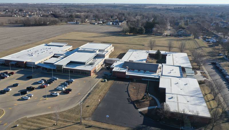 An aerial view of JFK School on Thursday, Jan. 22, 2026 in Spring Valley. Spring Valley has been awarded more than $245,000 in grant funding through the Illinois Department of Natural Resources, Gov. JB Pritzker announced earlier this month. City officials said the money will be used to purchase 10.83 acres of land next to a planned 5-acre park right behind John F. Kennedy School on the north side of town.
