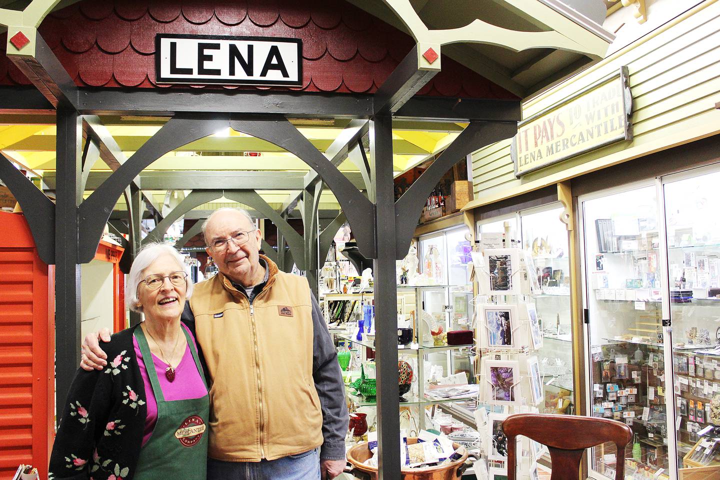 Ruth and Larry Maedge of Lena own Lena Mercantile Co., an antique mall inside a downtown Civil War-era building that sells memories of decades past. The Maedges have been collecting antiques throughout most of their married life – 56 years – and each day brings a new experience, Ruth said. "You learn history from your customers as well," Ruth said. "I enjoy history, and it's something that I respect a great deal."