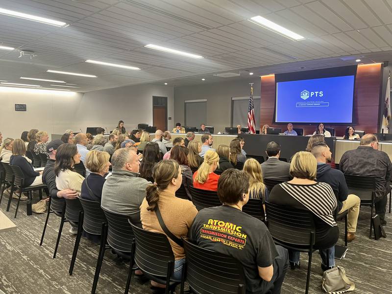 Every seat and then some were filled in opposition against a proposed cannabis dispensary at a location within 500 feet of Parkview Christian Academy at the Oct. 9 Yorkville Planning and Zoning Commission meeting.