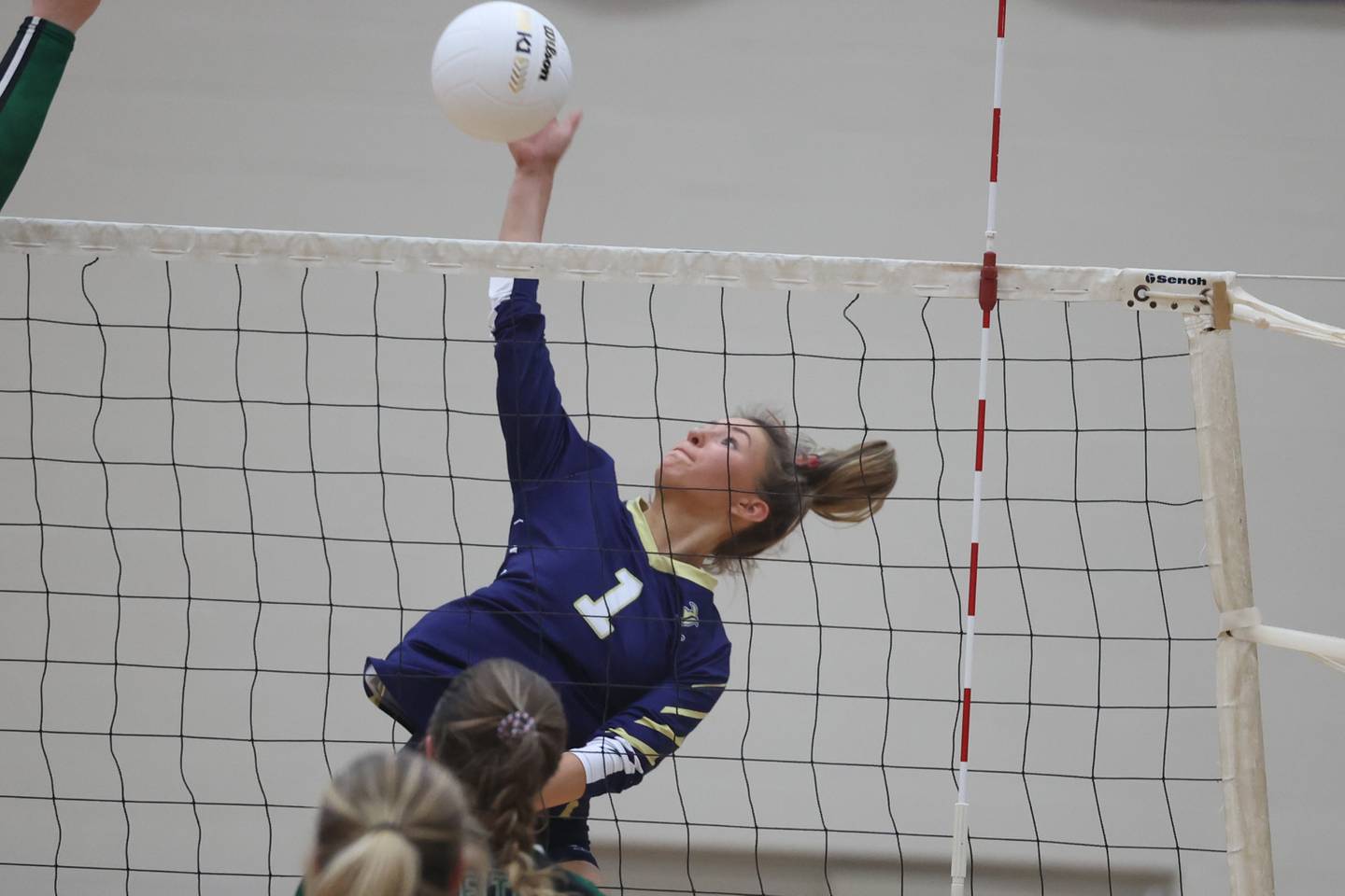 Lemont’s Grace Ulatowski goes for the kill against Providence in the Class 3A Providence Sectional semifinal on Monday.