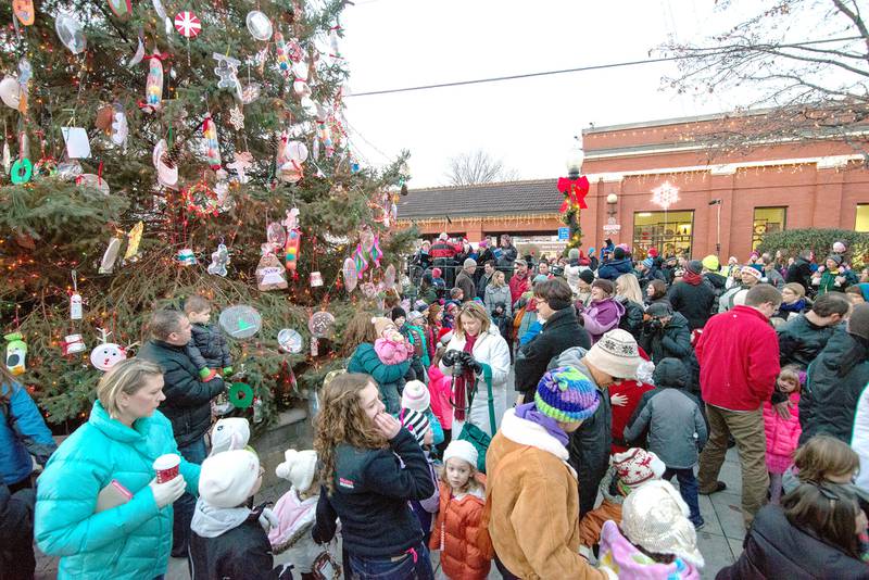 Crowds pack the Downers Grove Tree Lighting Ceremony at the Main Street train depot on Friday, November 29th. Lorae Mundt for Shaw Local News Network