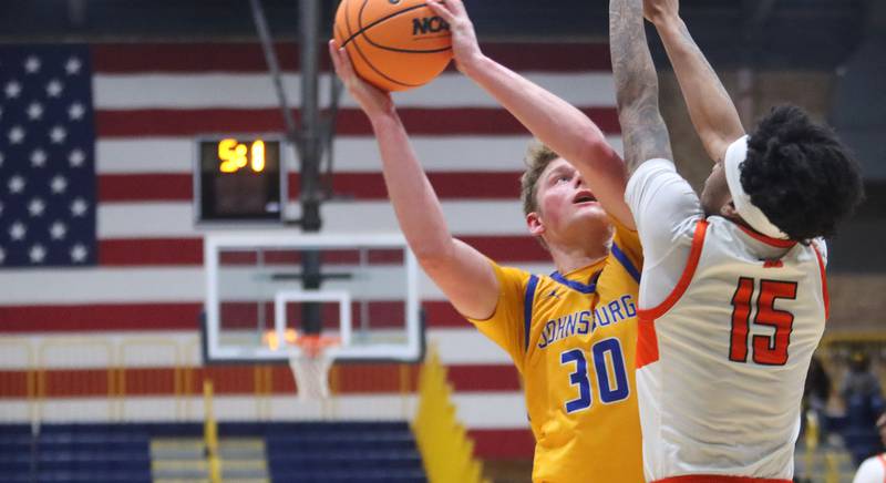 Johnsburg’s Jayce Schmitt shoots against Peoria Manual in boys IHSA Class 2A Supersectional basketball on Monday, Mar. 9, 2026, at Sterling High School in Sterling.