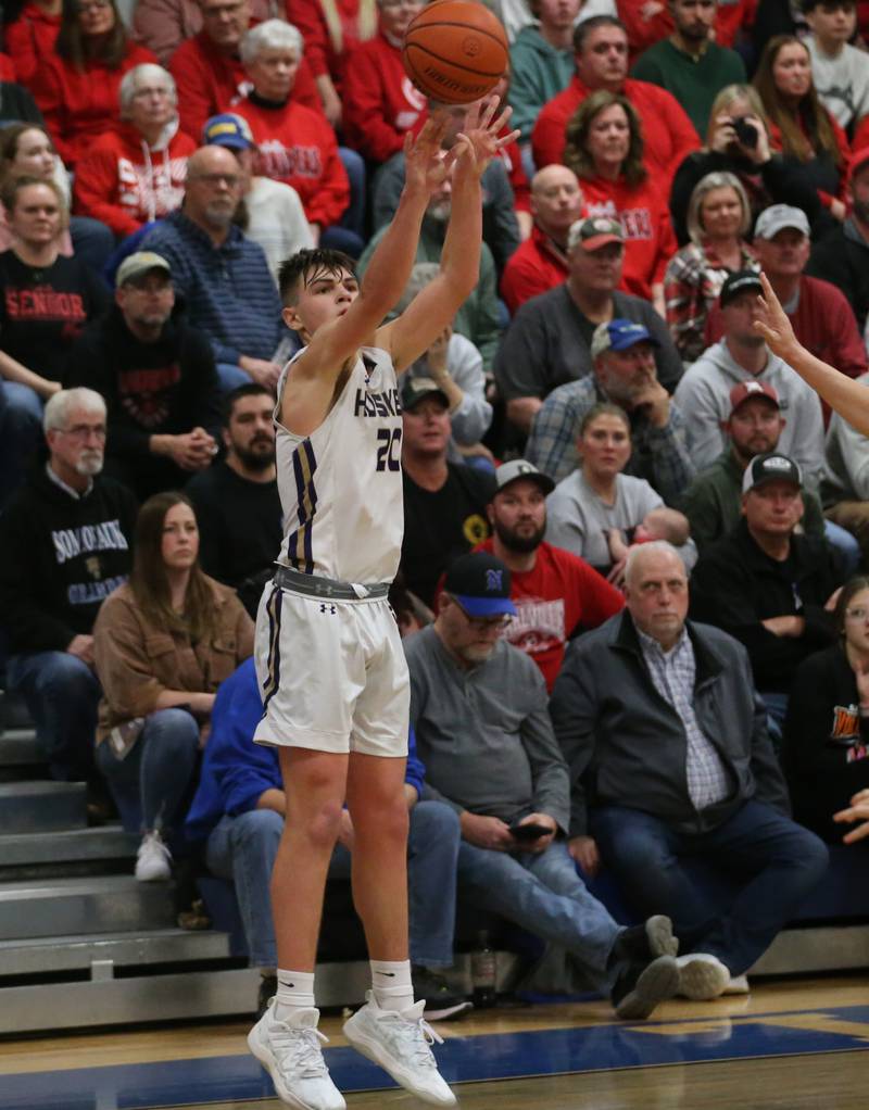 Serena's Beau Raikes shoots a wide-open jump shot against Earlville during the Little Ten Conference Championship on Friday, Feb. 2, 2024 at Somonauk High School.