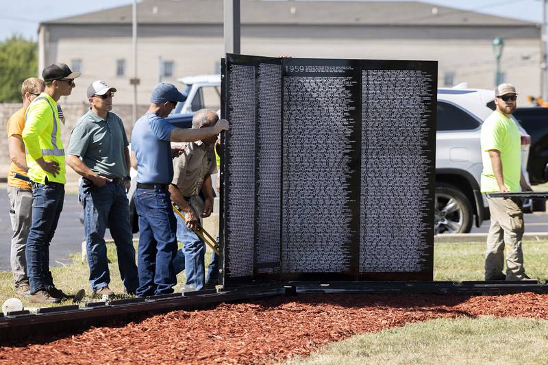 The first panel is put into place Thursday, August 31, 2023 in Rock Falls. There will be an opening ceremony Friday and a closing ceremony Sunday.