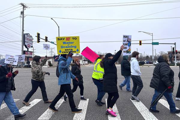 Protesters rally Saturday against Joliet data center