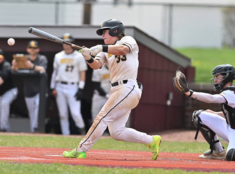 Joliet West's Owen Young at bat during the non-conference game against Lockport on Saturday, April. 27, 2024, at Lockport.