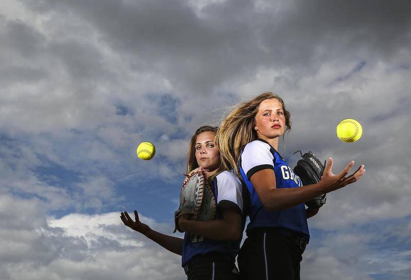 Lincoln-Way East's Christine Malito (left) and Alex Storako are the Herald-News' 2017 Softball Players of the Year.