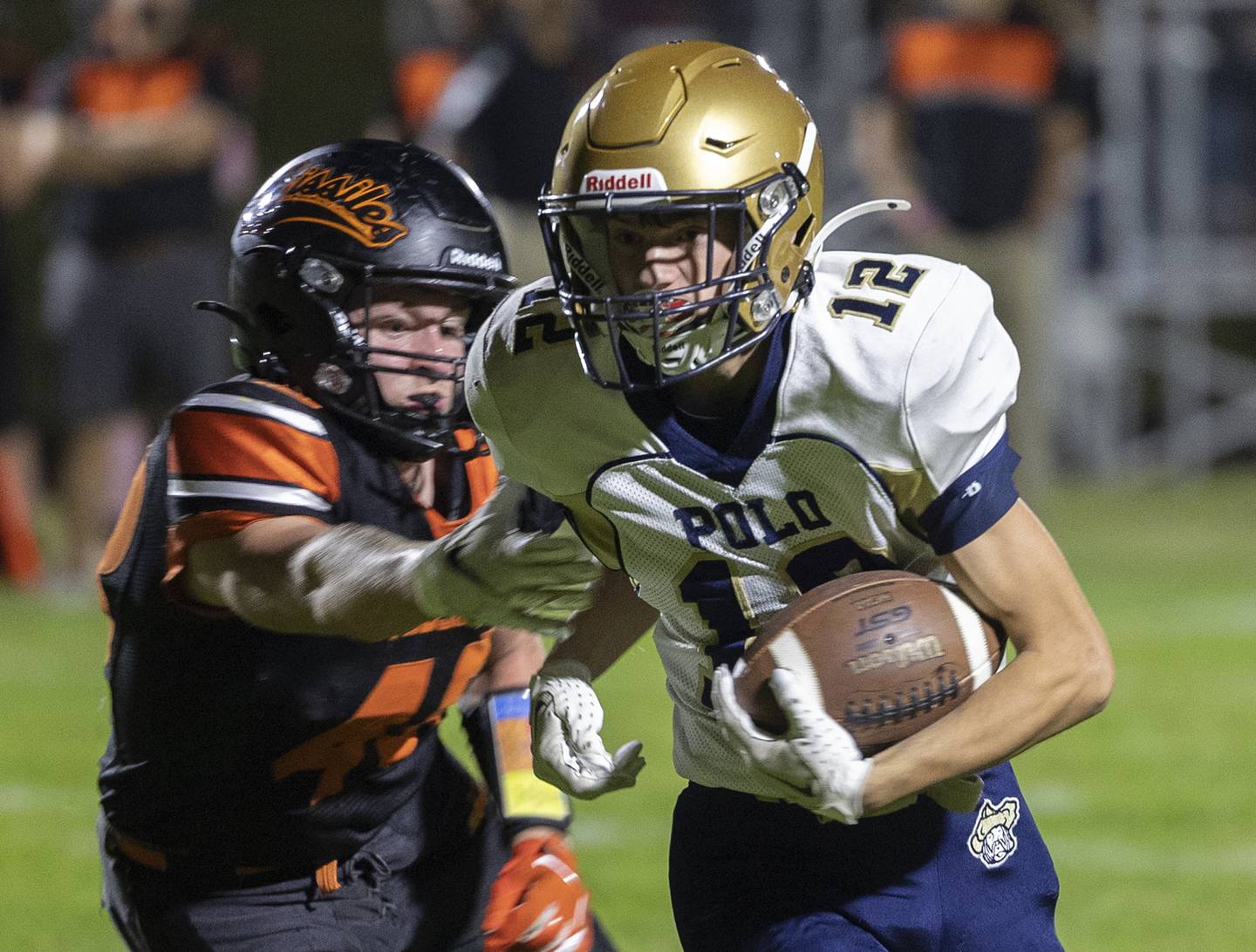 Polo’s Billy Lowry picks up yards against Milledgeville Friday, Oct. 4, 2024, at Milledgeville High School.