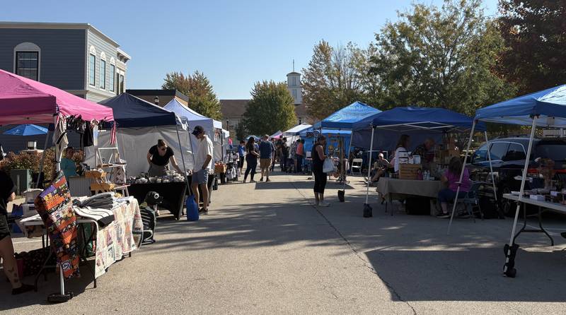 Shoppers enjoy the Huntley Farmers Market Oct. 4, 2025.