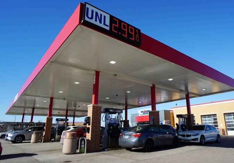 The Buffalo Grove Woodman's on Deerfield Parkway was selling unleaded gas for $2.99 a gallon on Monday, Nov. 21, 2022.