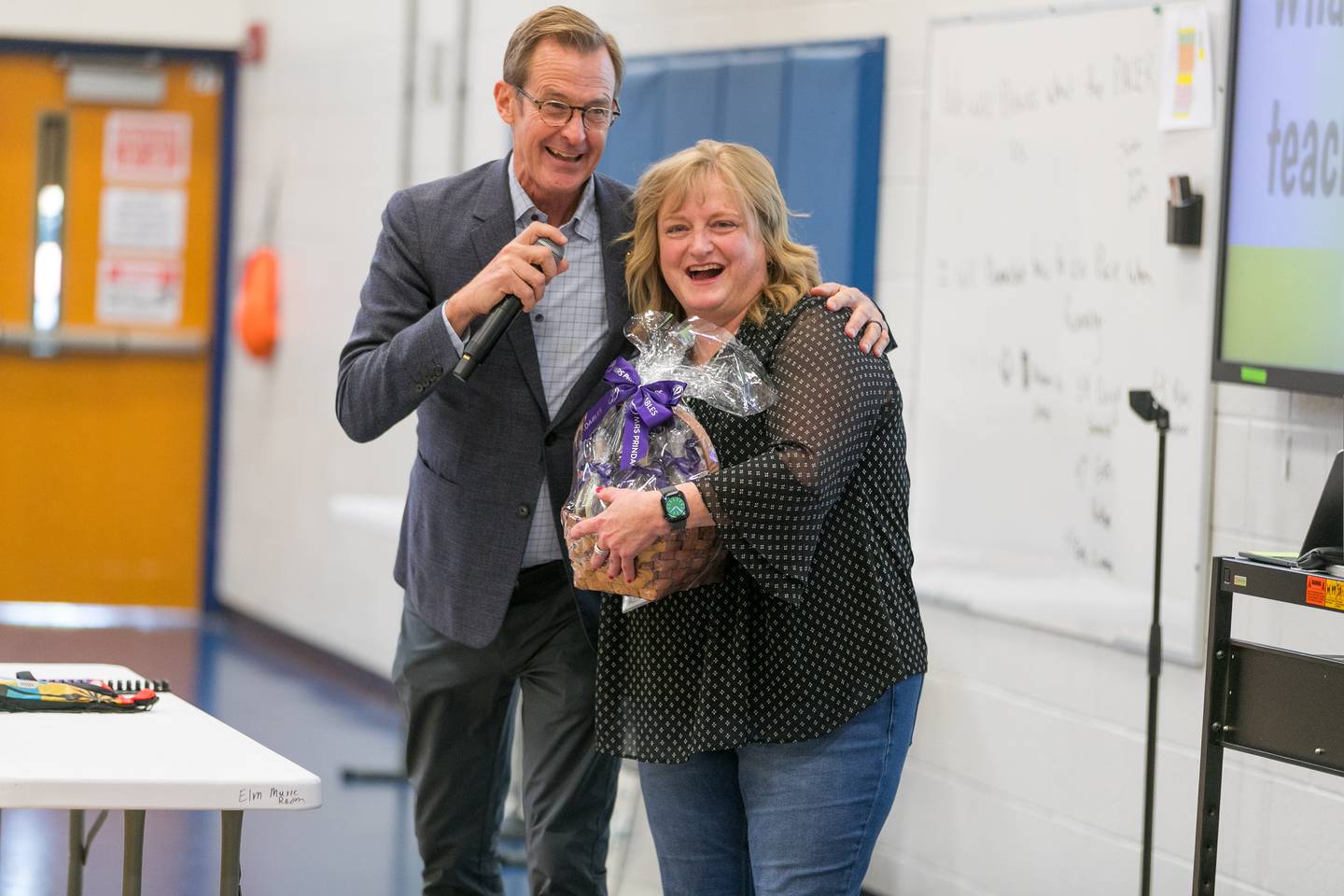 The Golden Apple Foundation on May 7 surprised Kristina Lancaster, a fourth-grade teacher at Big Hollow Elementary School in Ingleside, with the prestigious Golden Apple Award for Excellence in Teaching.