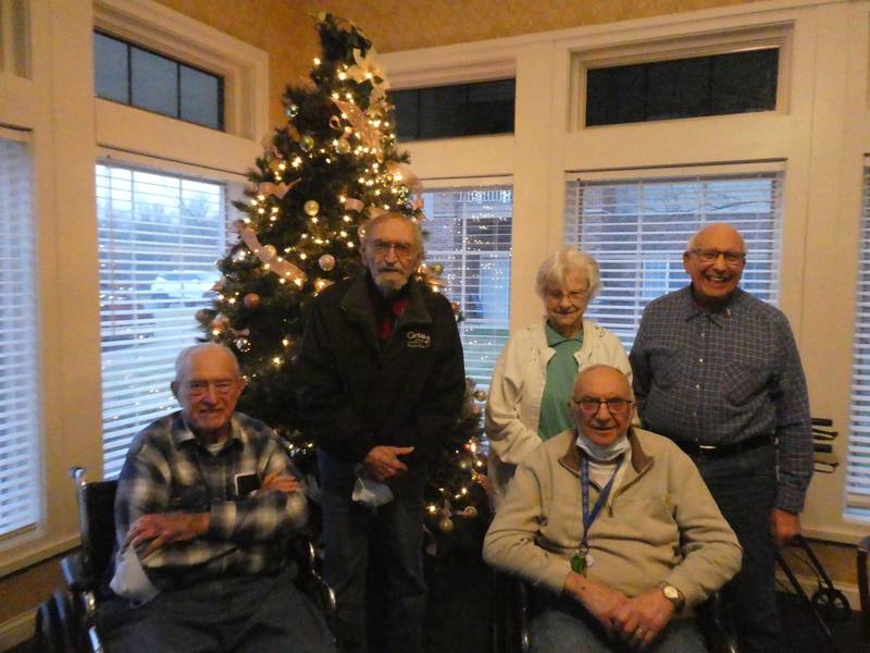 Veterans living at the Randall Residences in McHenry recall hearing about Pearl Harbor attack 81 years ago. From left to right: Al Gort, Bobby Wallen, Joan Foote, Joe Stanek and Frank DiSalvo.