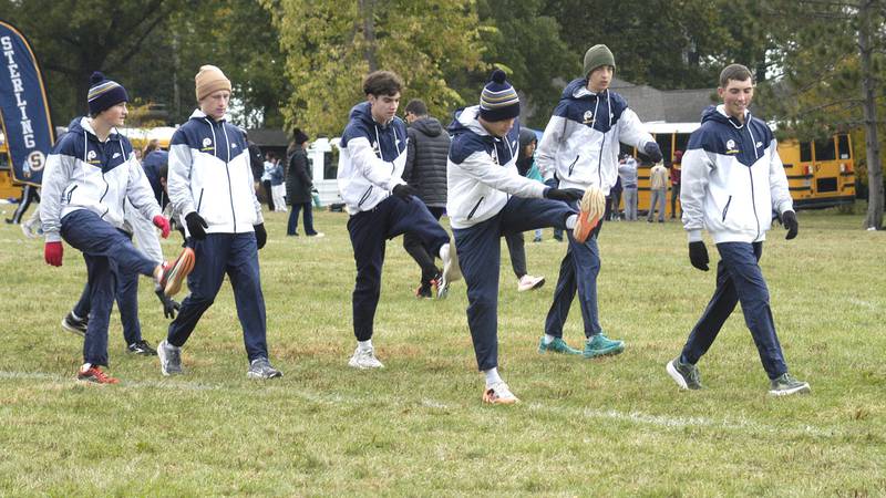 The Sterling Cross Country warms up. Sterling hosted their Cross Country final at Hoover Park on Saturday, October 25, 2025.
