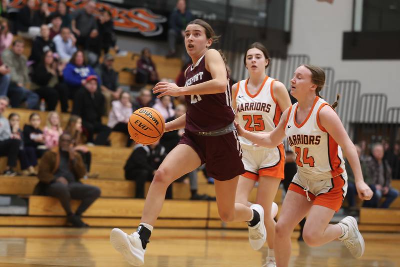 Lockport’s Katie Peetz drives to the basket against Lincoln-Way West on Tuesday, Feb. 3, 2026 in New Lenox.