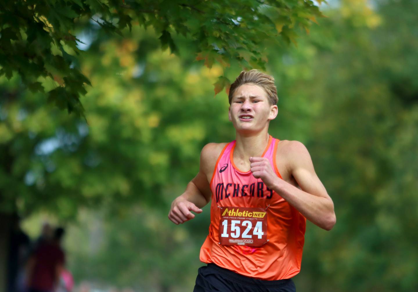 McHenry’s Myles Wagner places second in the Fox Valley Conference Cross Country Meet at McHenry County College in Crystal Lake on Saturday, October. 18, 2025.