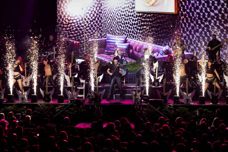 Members of the Rockford Symphony Orchestra start the show Thursday, Aug. 29, 2024, during the opening of the Hard Rock Casino Rockford.