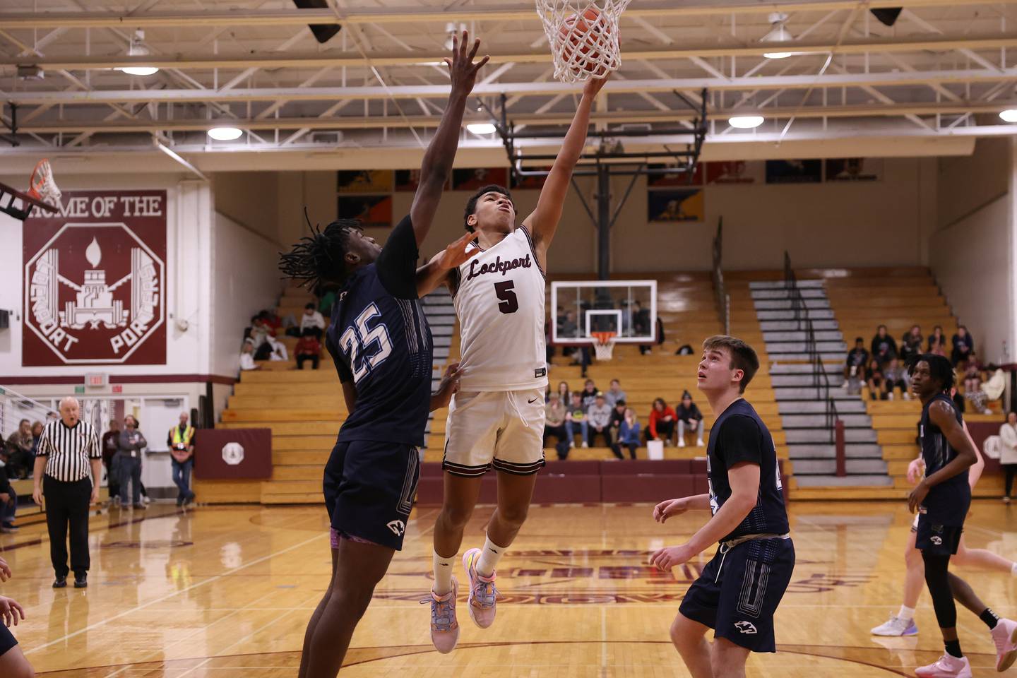 Lockport’s Quinton Hunter lays in a shot against Plainfield South on Wednesday January 25th, 2023.