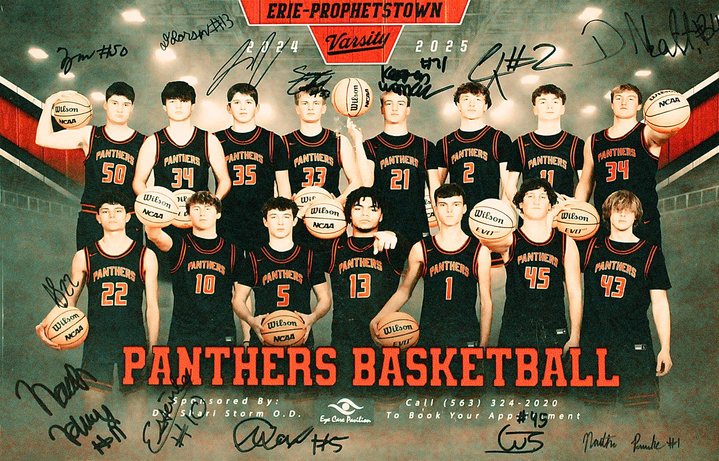 Nicole Olinger has shot official sports team pictures and designed posters for schools in Erie, Prophetstown and Fulton – such as this one of the Erie-Prophetstown Panthers 2024-25 boys basketball team.