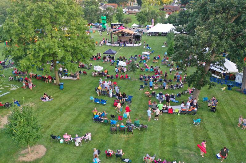 An aerial view of the Taste of the Illinois Valley festival on Saturday, Aug. 3, 2024 at Centennial Park in Peru.