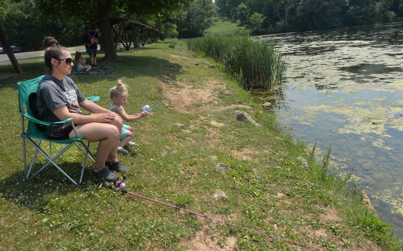 Justine Dann and her daughter, Jerika, 3, tried their luck in Lake Carlton in Morrison-Rockwood State Park on Sunday, June 4. Sunday's sunny skies and warm temperatures made for a perfect day on the lake.