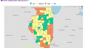 IDPH: 33 counties at “high” risk for COVID-19, down nine from a week ago