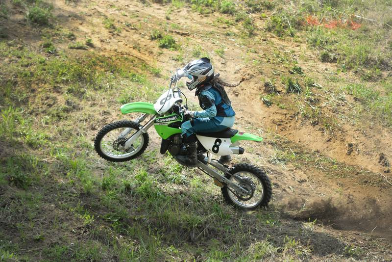 Laci Daniels, 13, of Amboy, makes a run at the Rock River Riders Motorcycle Club's Father's Day Hillclimb on Sunday, June 15, 2025.