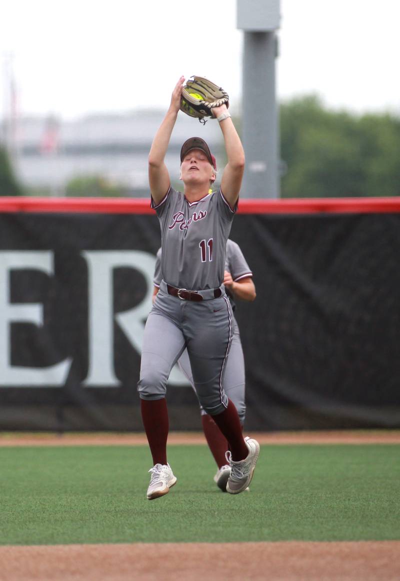 Lockport's Mikayla Cvitanovich makes a catch in the infield during a IHSA Class 4A state semifinal game against Barrington on Friday, June 13, 2025 at the Louisville Slugger Sports Complex in Peoria.