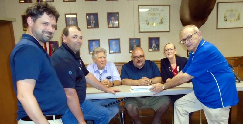Dusty Shan, 2nd from the left, representing the Oglesby Fire Department,   points out the Thermal Imaging Camera that the Department wishes to purchase to the Oglesby Elks Board. The Elks donated $1,000 from an Elks Illinois Elks Association supplemental grant to help pay for the camera. Elks Board from includes Trustees Lee Thompson and Paul Danekas, Leading Knight Sam Sankovic, Secretary Pam Coffey and Grant Coordinator Ken Ficek. Elks Care and Elks Share