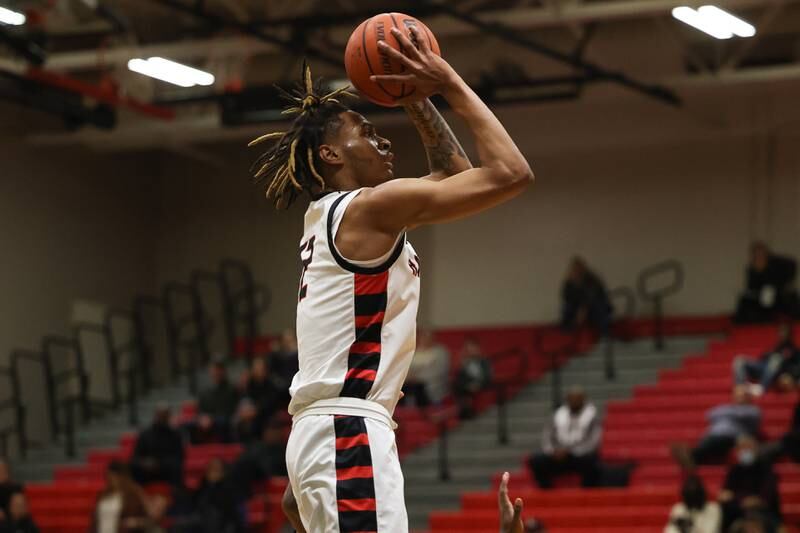 Bolingbrook’s Aries Hull takes a shot against Lockport on Friday, February 10th.