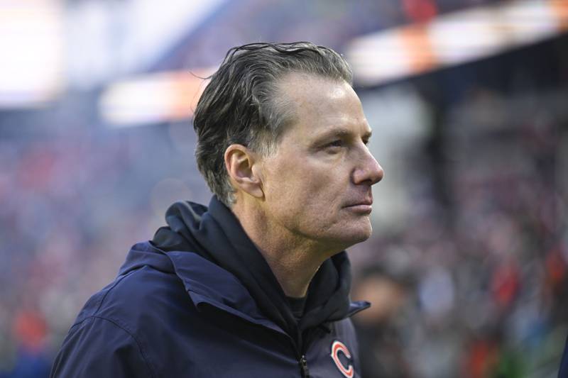 Chicago Bears head coach Matt Eberflus walks off the field after a game against the Cleveland Browns in Cleveland, Sunday, Dec. 17, 2023.