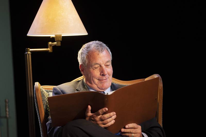 Andy, played by Mark Tremble rehearses a scene for PAG’s Love Letters Thursday, April 11, 2024 at the Allure of Pinecrest Grove Theater in Mt Morris. Tickets for the dessert theater show are $16.