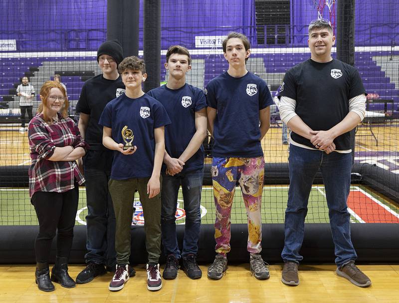 Dixon High School Knights team members Lillyonna Tranbarger, Wyatt Alexander, Mason Schaefer, David Laird, Christopher Wadsworth and coach Paul Wilson took second Saturday, Feb. 24, 2024 in the District VI championship.