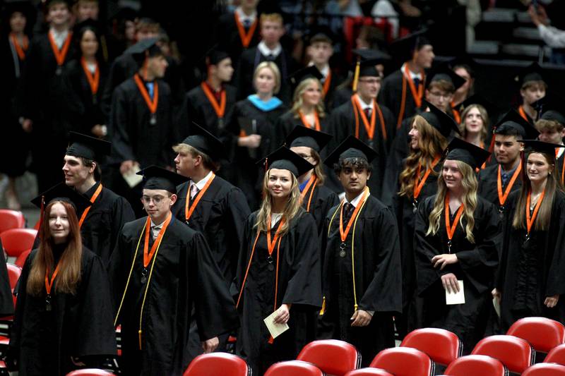 St. Charles East graduates enter the stadium for the school’s 2025 commencement ceremony on Thursday, May 22, 2025 at Northern Illinois University in DeKalb.