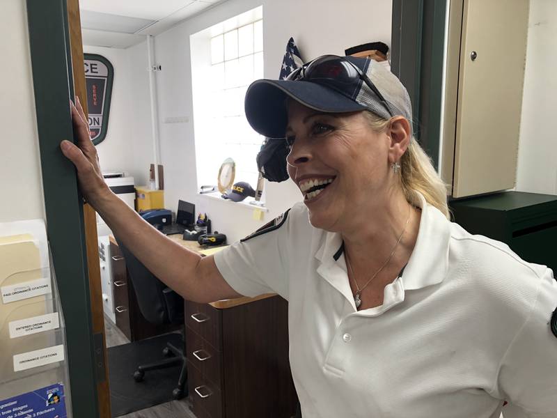 Juanita Gumble, seen here on Wednesday, July 16, 2025, was reinstated as the Hebron chief of police on May 12, and has since hired new full and part-time officers after the department cleared out.