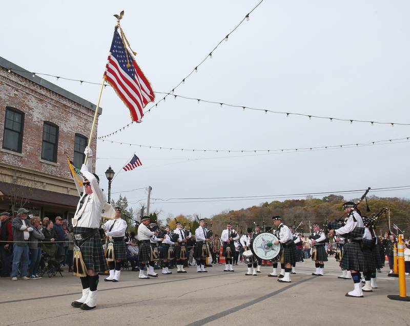 Chicago Police Department Bagpipes and Drums of the Emerald Society perform during the 16th annual Utica Veterans Parade and Air Show on Sunday Nov. 5, 2023 downtown Utica.