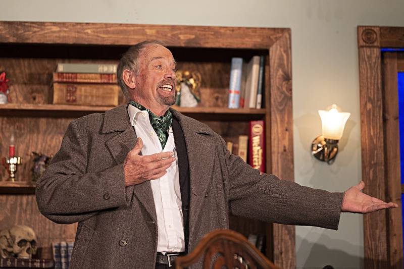 Rick Fustin playing Felix Geisel rehearses Wednesday, Nov. 29, 202 for PACT’s “The Game’s Afoot.”
