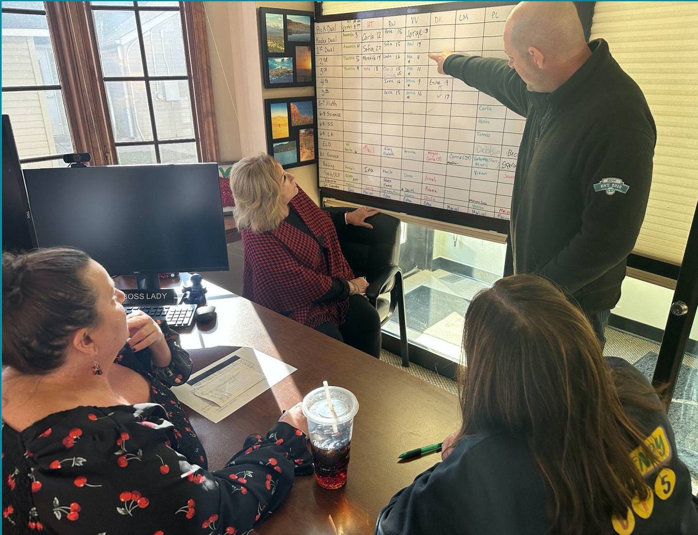 Teachers and administrators meet in small spaces at McHenry School District 15's central office, shared by Supt. Ryan Josh Reitz in a presentation to the school board on Nov. 29, 2022, on why a larger facility is needed.