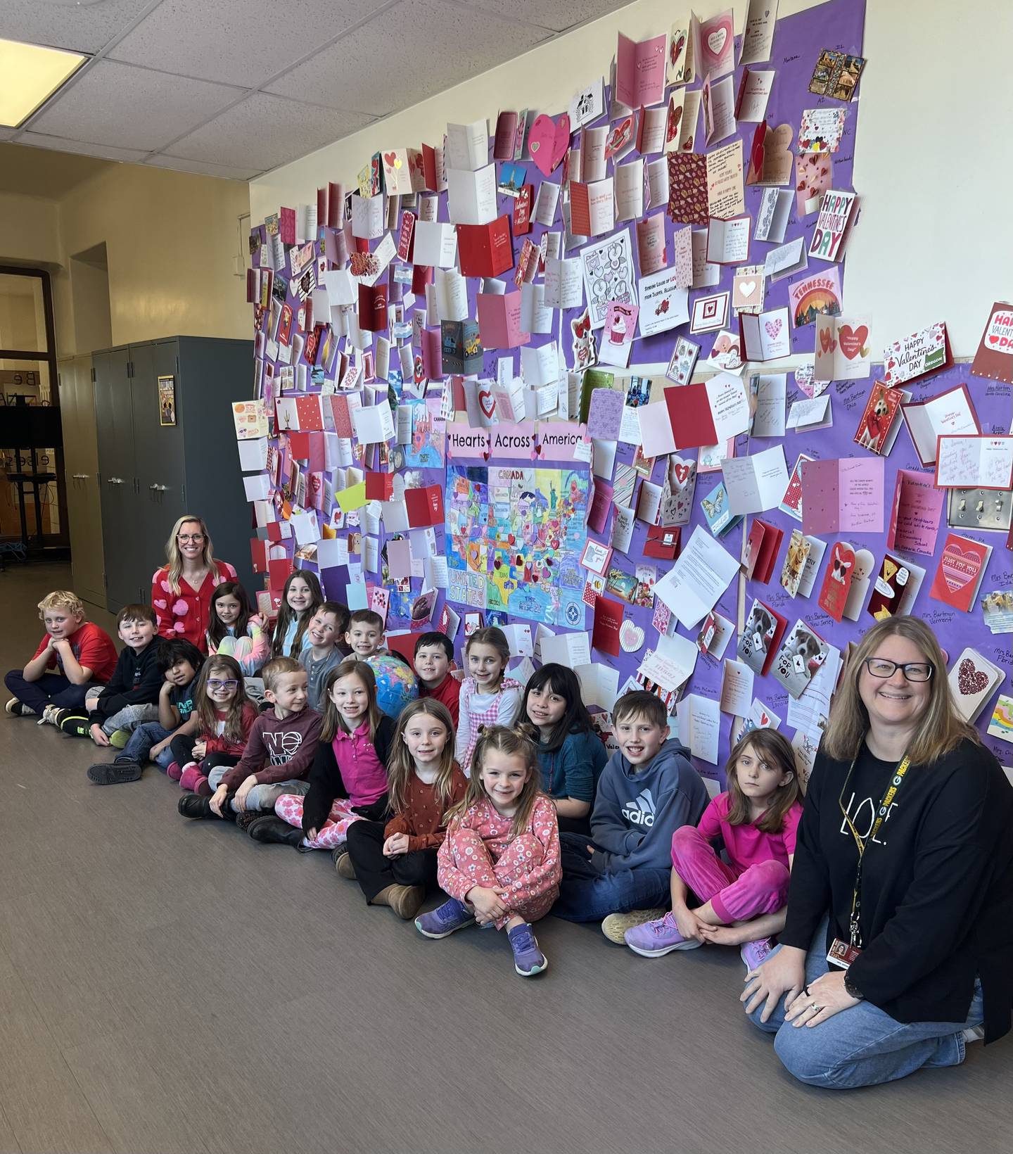 Carli Cade's second grade class at Jefferson Elementary School in Ottawa received Valentines from all 50 states and 22 other countries.
