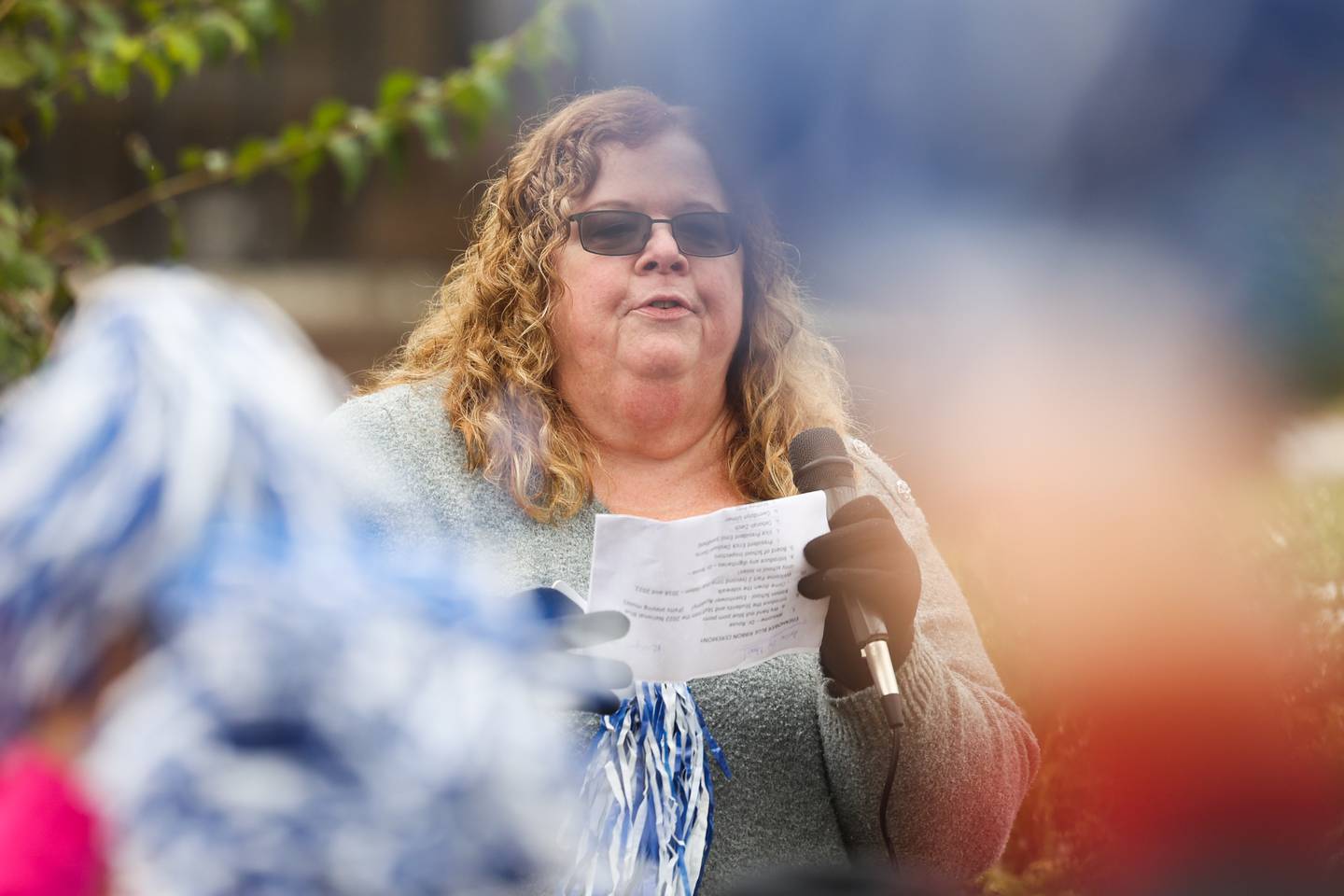 District 86 Superintendent Dr. Theresa Rouse speaks at Eisenhower Academy’s Blue Ribbon flag raising ceremony. Eisenhower Academy was named a 2022 National Blue Ribbon School, the nation’s highest education award. The Joliet Public School District 86 Magnet School was also awarded the honor of being named a National Blue Ribbon School in 2016.