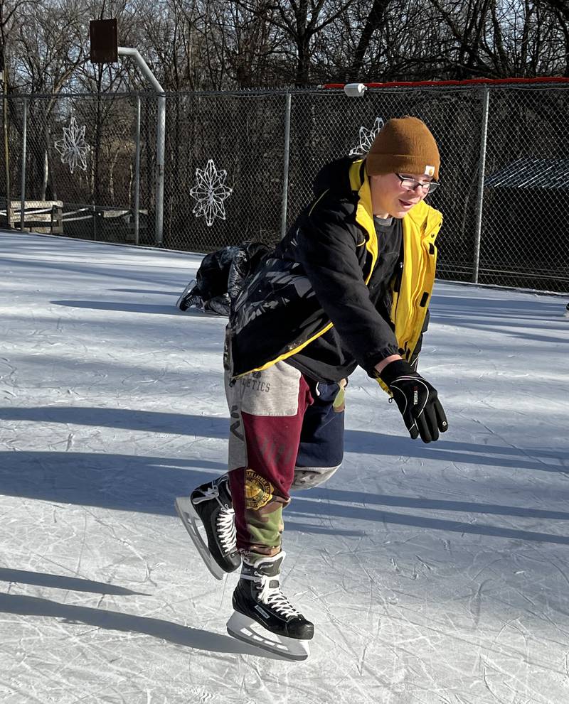 Joe Horner ice skates during BEST School's trip to Echo Bluff Park in Spring Valley.