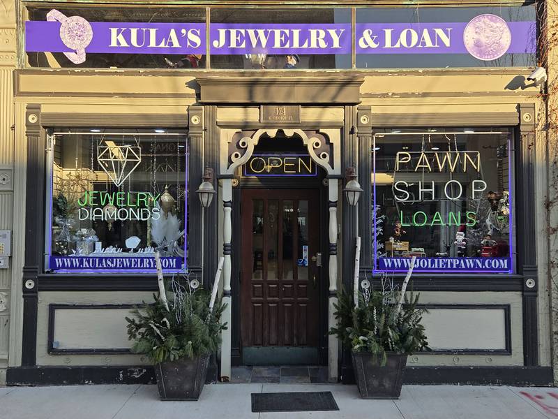 Kula's Jewelry & Loan at 174 N. Chicago St. Joliet, is seen on Tuesday, December 16, 2025.