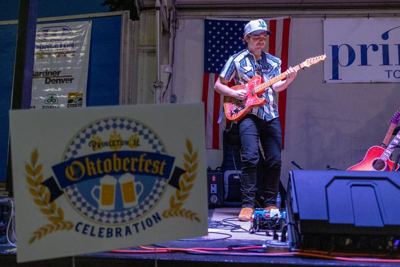 Guitarist of “Mae Estes” performs at the annual Oktoberfest on Saturday, October 5, 2024 at Rotary Park in Princeton.