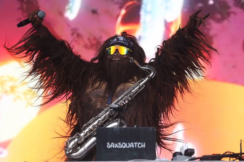 Saxsquatch performs at Riot Fest on Sunday, Sept. 22, 2024 in Chicago.