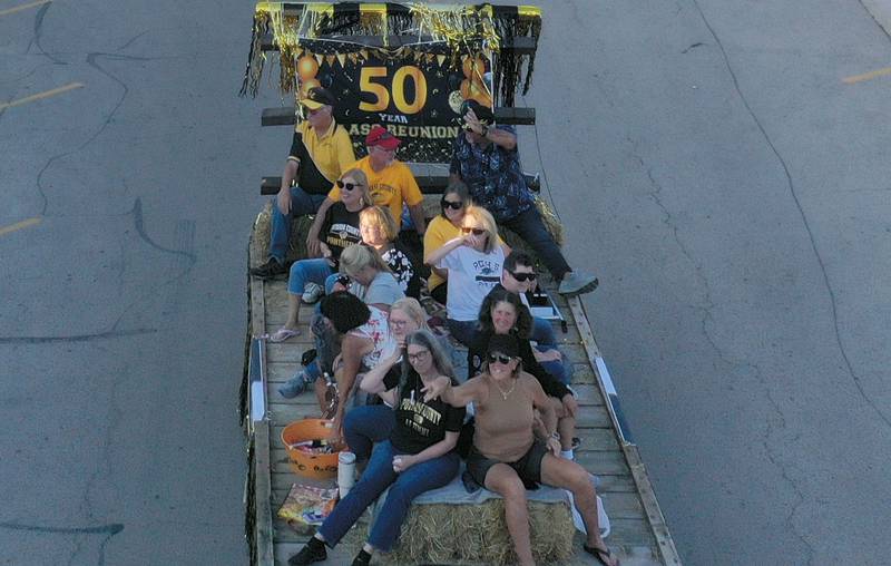 ThePutnam County High School Class of 1975 celebrates their 50th Reunion as they ride in the inaugural Homecoming parade on Wednesday, Sept. 17, 2025 down McCoy Street in Granville.