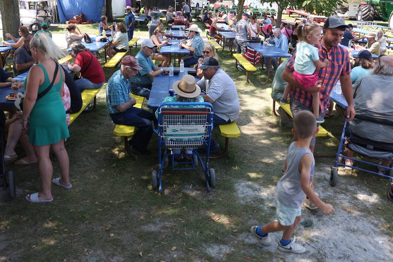 People enjoy the shade at the picnic area at the Will County Fair on Sunday, August 25, 2024 in Peotone.